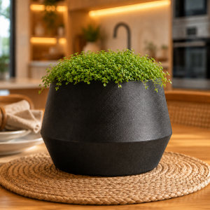 Vaso decorativo preto para mesa de centro modelo Copa Bella Garden